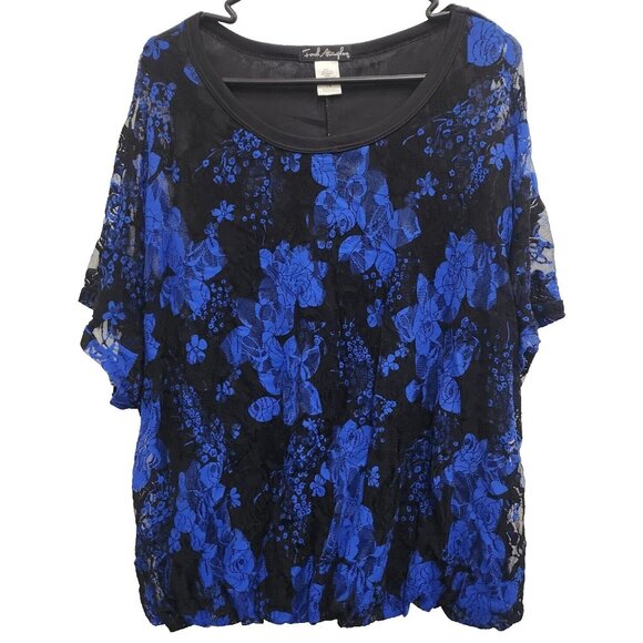 French Atmosphere Tops - French Atmosphere Womens Top Size 2X Blue Black Floral Lace Dark Fairy Romantic